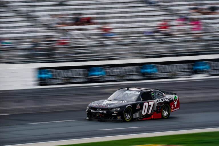 Joe Graf Jr. races at New Hampshire Motor Speedway in the NASCAR Xfinity Series in the Bucked Up No. 07 Chevrolet Camaro in the 2021 Ambetter Get Vaccinated 200.